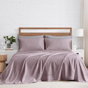 100% Organic Bamboo 4 Piece Sheet Set For King Size Bed (Dark Pink)