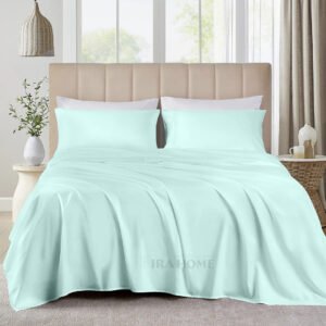100% Organic Bamboo 3 Piece Sheet Set For King Size Bed (Aqua Blue)