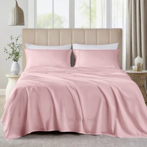 100% Organic Bamboo 3 Piece Sheet Set For King Size Bed (Rose Pink)