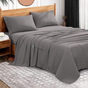 100% Egyptian Cotton 3 Piece Sheet Set For King Size Bed (Dark Grey)