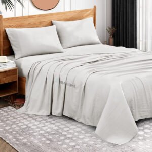 100% Egyptian Cotton 3 Piece Sheet Set For King Size Bed (Light Grey)