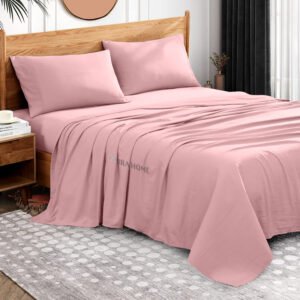 100% Egyptian Cotton 3 Piece Sheet Set For King Size Bed (Pink)
