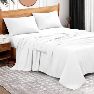 100% Egyptian Cotton 3 Piece Sheet Set For King Size Bed (White)
